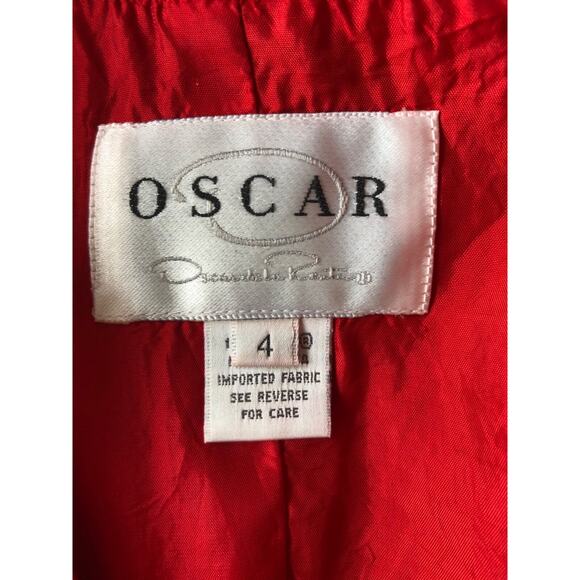 EUC Oscar De La Renta Jacket/Blazer Women's Red Button Down With Pockets Sz 4 - Picture 4 of 7